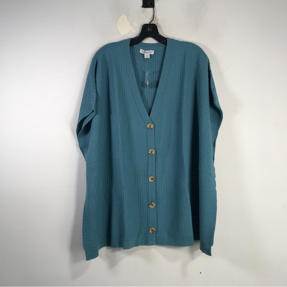 Coldwater Creek V-Neck Button Down Sleeveless Cardigan, Women's Size L/XL - Blue